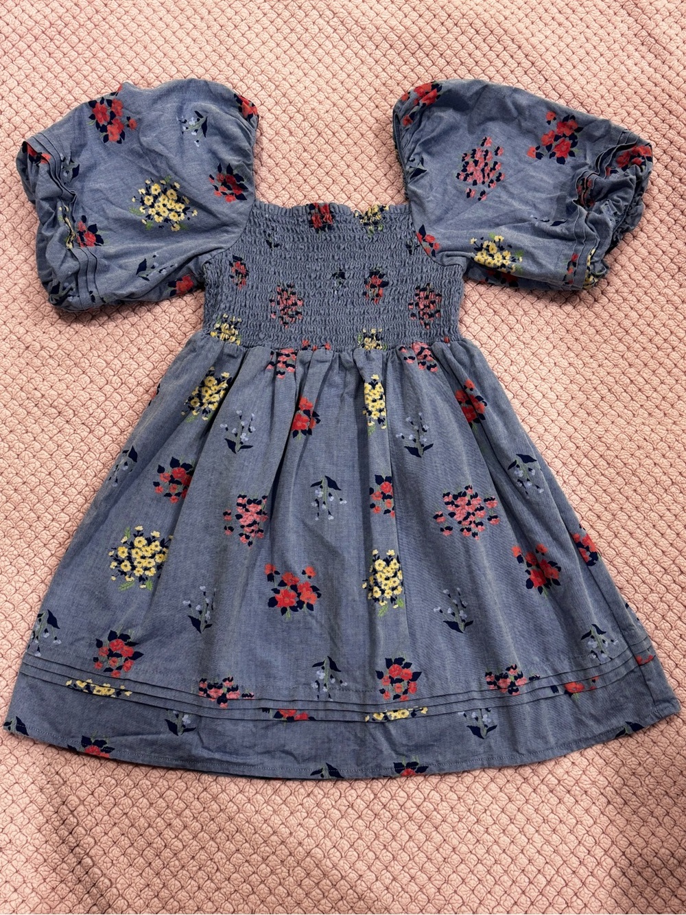 4, Janie and Jack Blue Floral Puff Sleeve Dress